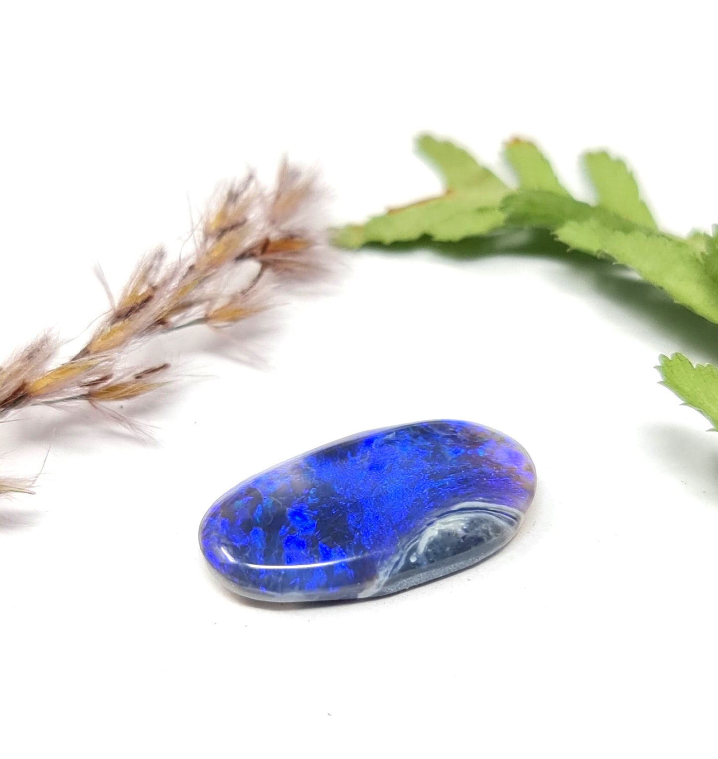 Australischer Black Opal, Cabochon mit intensiv blauem Farbspiel, 3,79ct 17x9x3mm