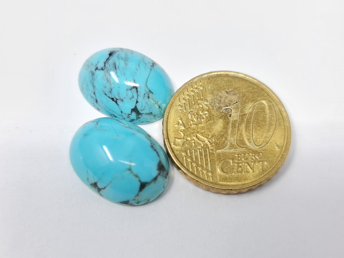 Nr.125 Paar ovale Türkis Cabochons (stab.) , 16x12mm 13,67ct