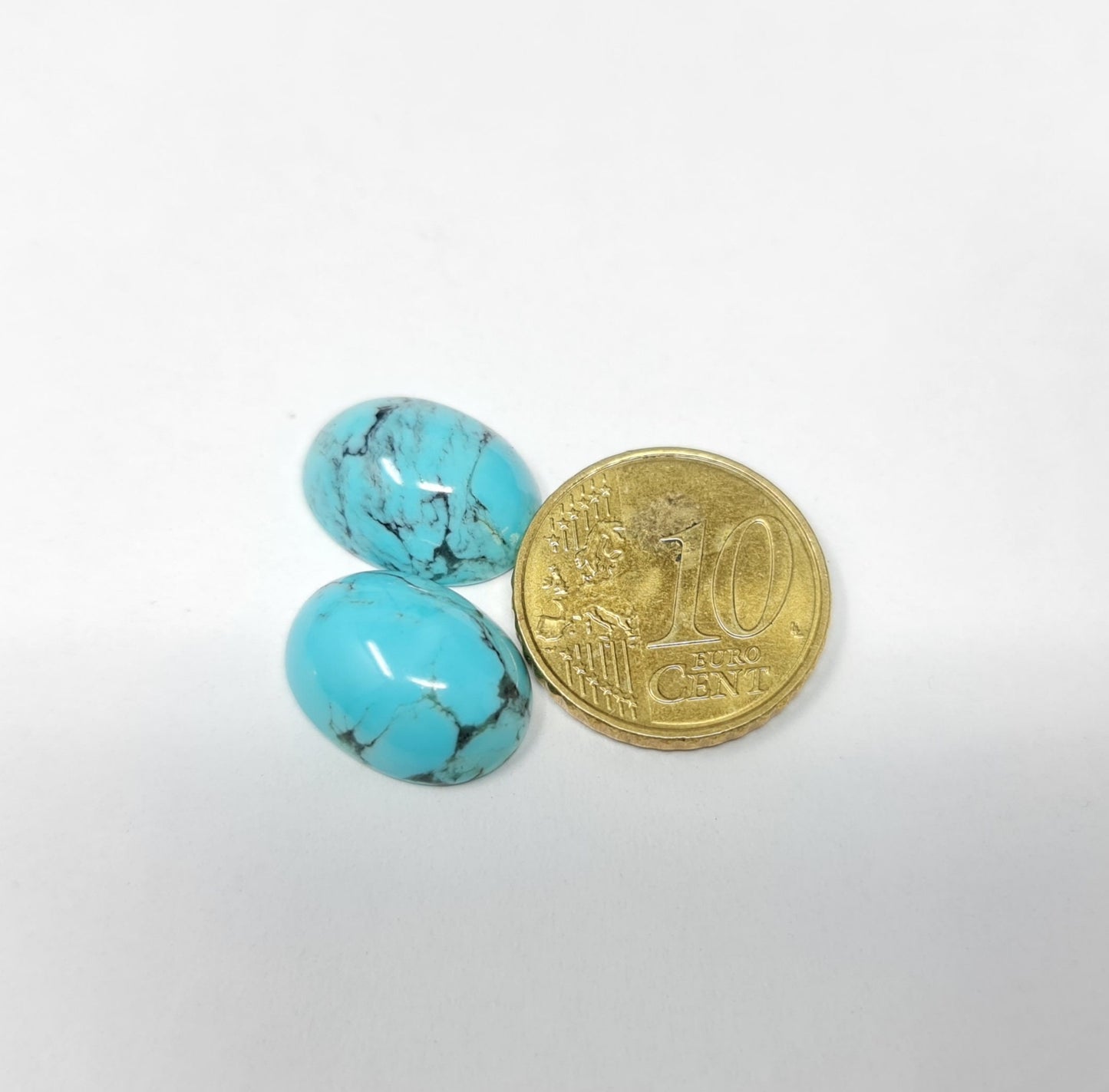 Nr.125 Paar ovale Türkis Cabochons (stab.) , 16x12mm 13,67ct