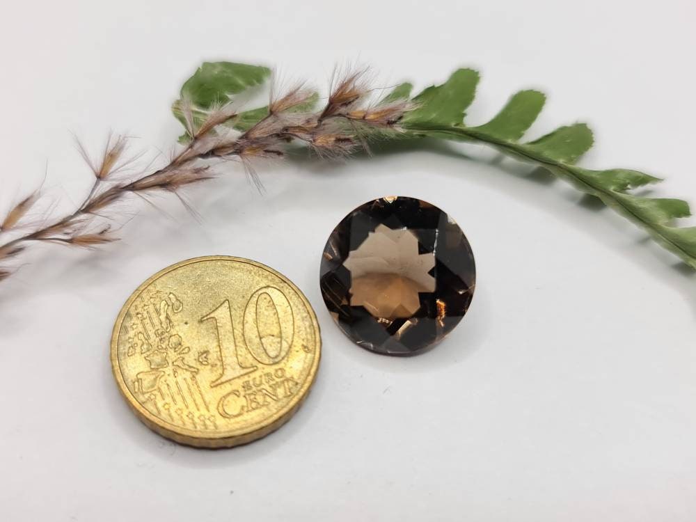 Nr.199 Rauchquarz rund, facettiert, braun ca 14mm, ca 10ct