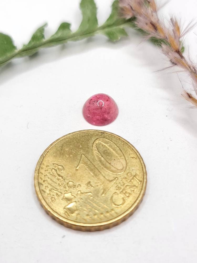 Pinkfarbener Turmalin, rundes Cabochon rosa 6,8mm 1,34ct (Nr.336)