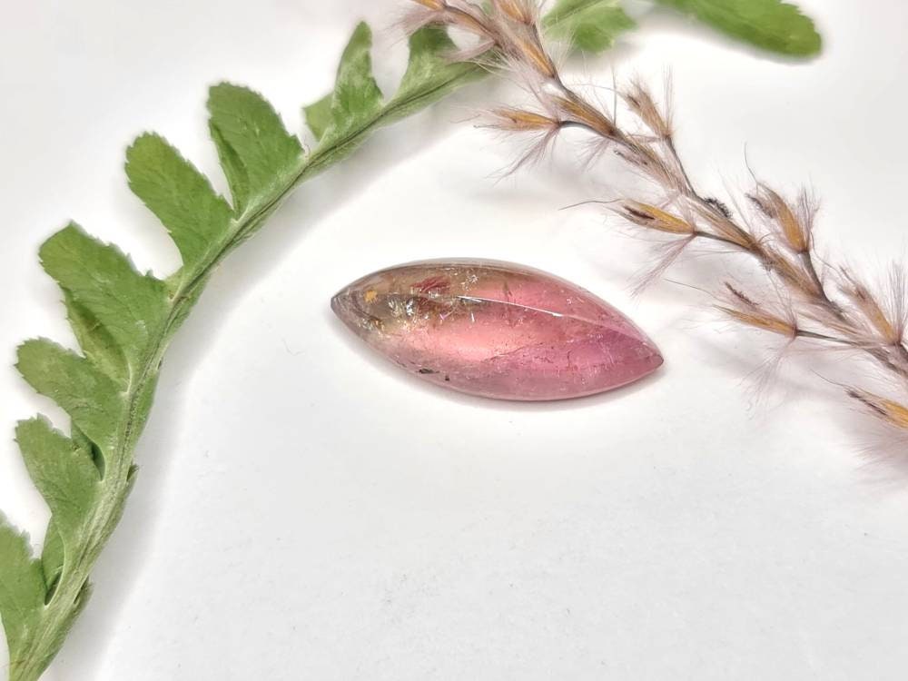 Bicolor Navette Turmalin Cabochon rosa grün 20,5x8,6mm 7,,18ct (Nr.344)