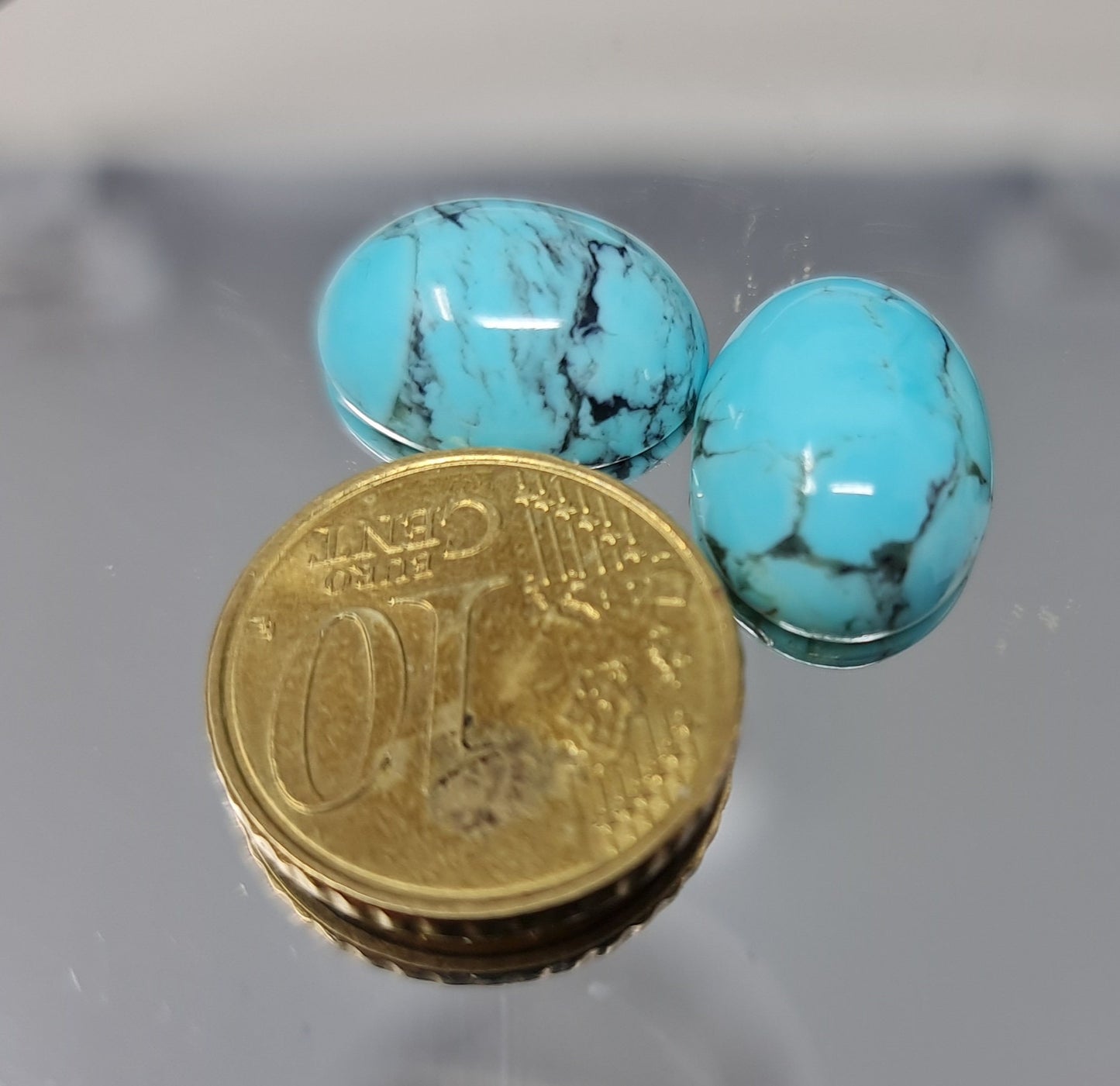 Nr.125 Paar ovale Türkis Cabochons (stab.) , 16x12mm 13,67ct