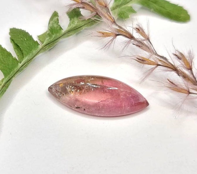 Bicolor Navette Turmalin Cabochon rosa grün 20,5x8,6mm 7,,18ct (Nr.344)