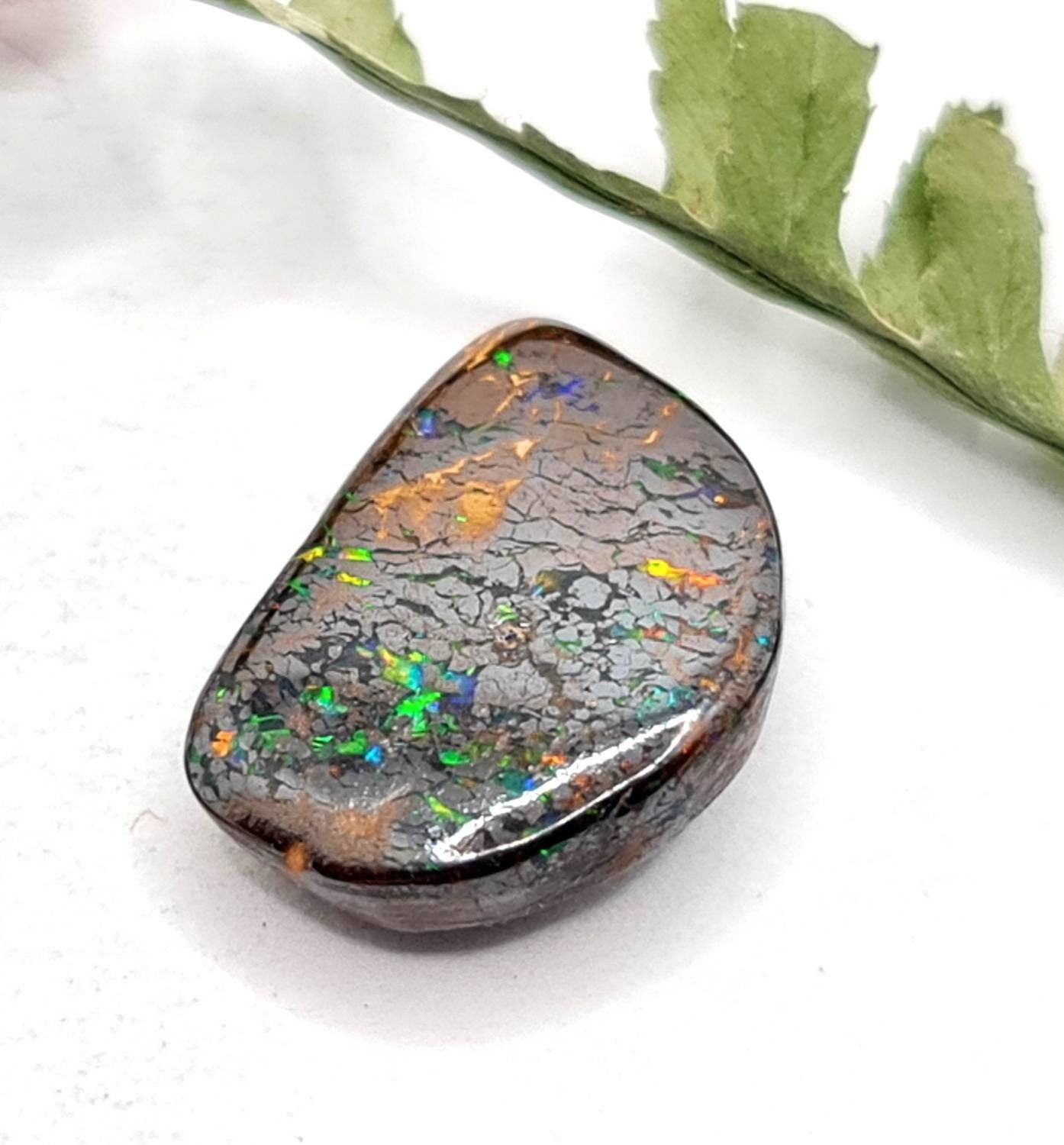 Multicolor Matrix-Boulderopal mit allen Farben des Regenbogens! 18,2x13,3mm 12ct (Nr.582)