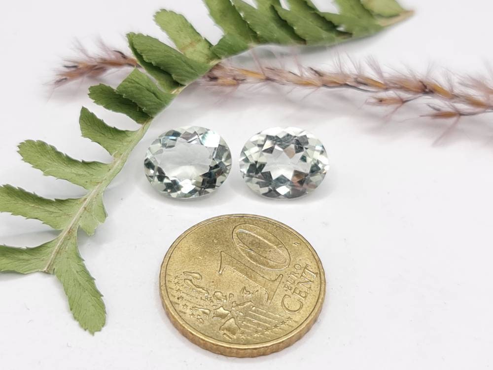 Prasiolith,oder auch grüner Amethyst, als Paar, oval facettiert 11x9mm 6,85ct (Nr.257)