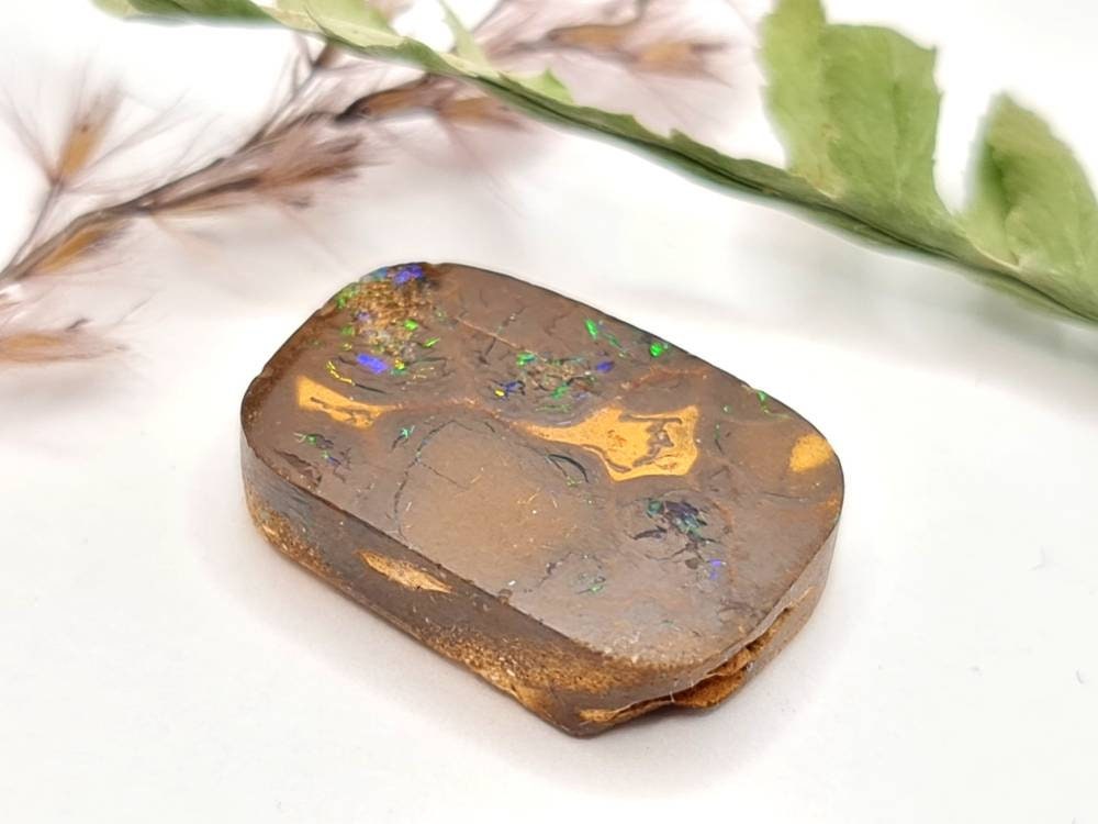 Echter australischer Boulderopal, Matrixopal grün braun 18,8x12,5mm 12,48ct (Nr.623)