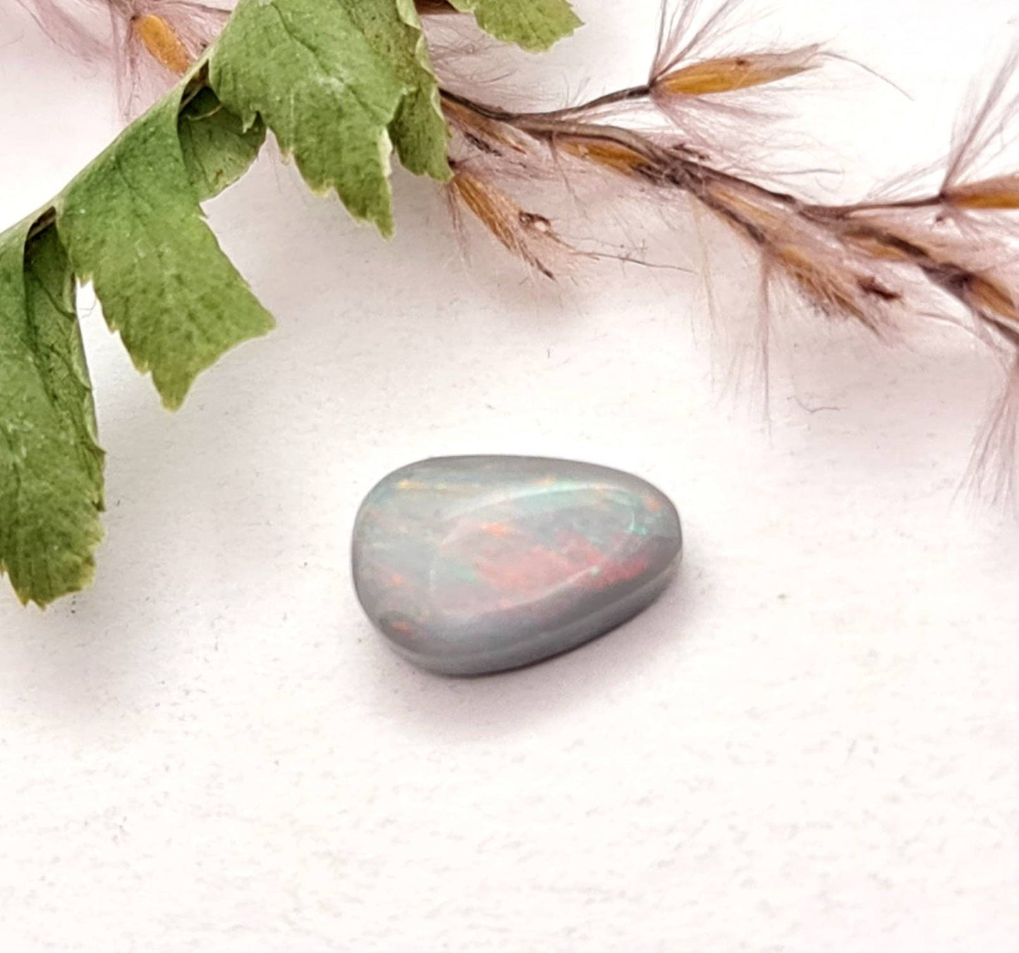 Echter australischer Opal aus Lightning Ridge multicolor auf grau 9,3x6,2mm 1,15ct (Nr.686)