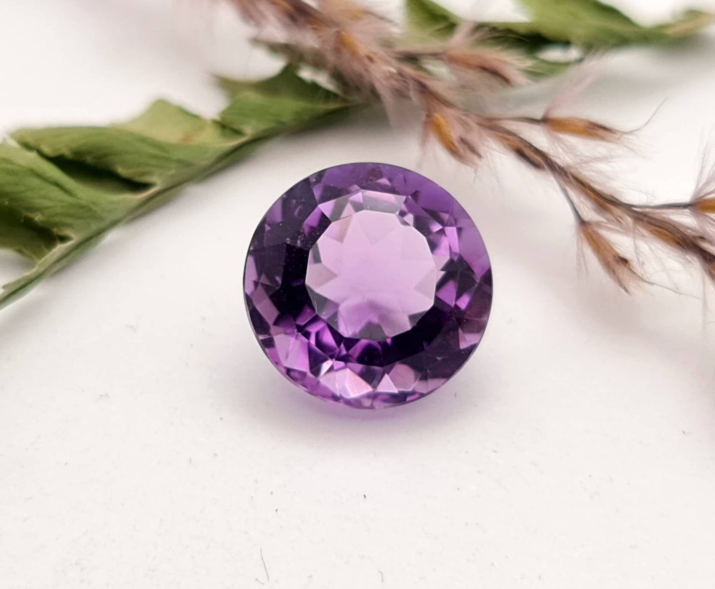 Echter facettierter Amethyst rund violett lila 12,8 mm 7,86ct (Nr.736)
