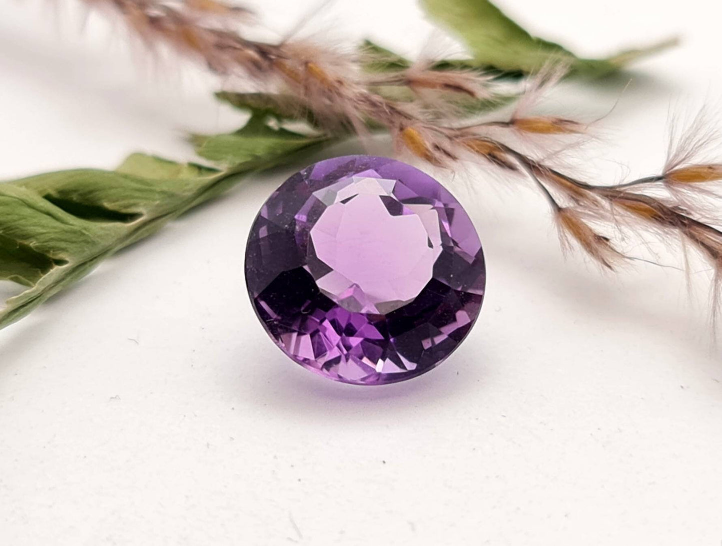 Echter facettierter Amethyst rund violett lila 12,8 mm 7,86ct (Nr.736)