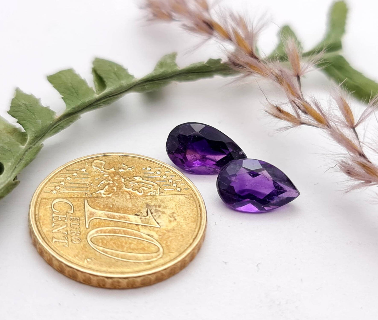 Echter facettierter Amethyst Tropfen, Lot aus 2 Stück violett lila 3,3ct (Nr.854)