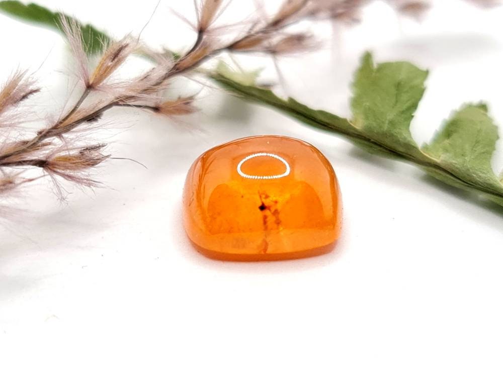 Rechteckiges Mandaringranat Cabochon orange 10,7x10mm 7,79ct (Nr.524)