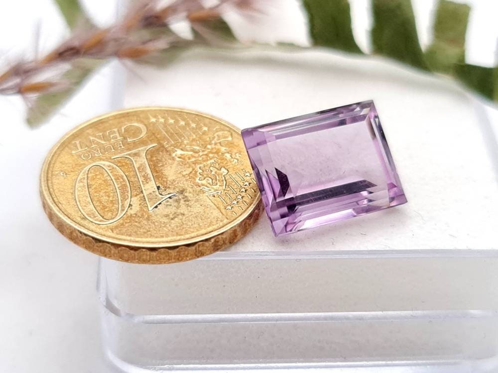 Echter violetter Amethyste lila rechteck facettiert 12,5x9,6mm 6,3ct (Nr.931)