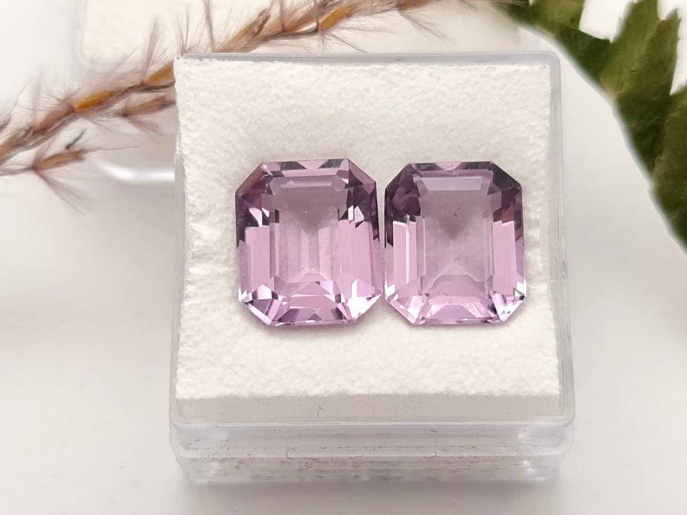 Echter violetter Amethyste lila Oktagon facettiert 2 Stück Paar 11,6x9,6mm 8,6ct (Nr.940)