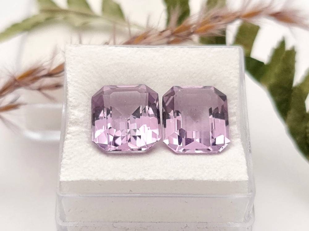 Echter violetter Amethyste lila Oktagon facettiert 2 Stück Paar 11,6x9,6mm 8,6ct (Nr.940)
