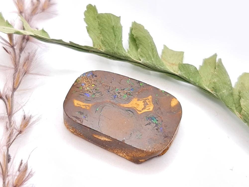 Echter australischer Boulderopal, Matrixopal grün braun 18,8x12,5mm 12,48ct (Nr.623)