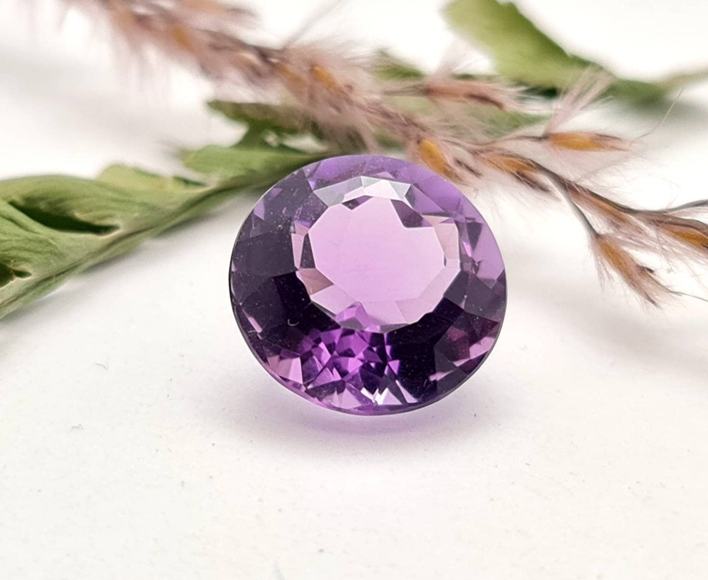 Echter facettierter Amethyst rund violett lila 12,8 mm 7,86ct (Nr.736)