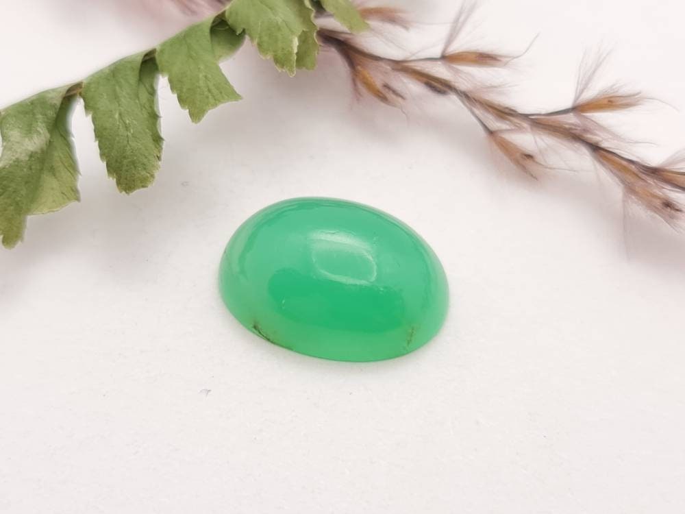 Echter grüner Chrysopras Cabochon aus Australien, oval 15,9x12 mm 8,26ct (Nr.781)