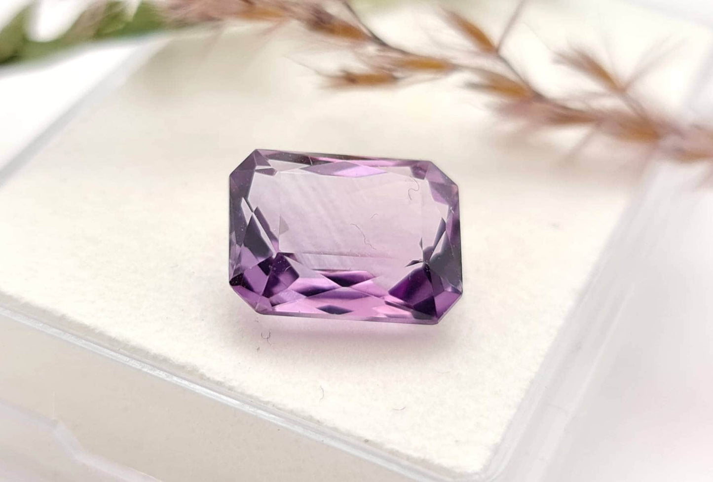Echter facettierter Amethyst Oktagon lila violett 13x9,8mm 6,5ct (Nr.915)