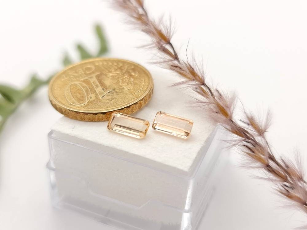 Echte facettierte Goldtopase, Lot, Baguette orange 6,7x3,4mm 0,9ct (Nr.1097)