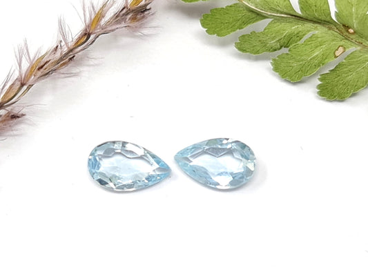 Nr. 54 Aquamarin, Tropfen, Paar, blau, 10x6mm  2,33ct