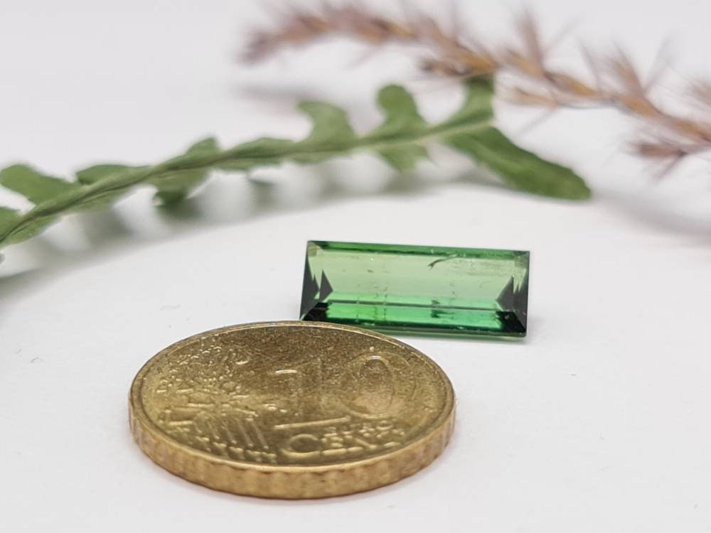 Rechteckiger grüner Turmalin, facettiert 15x6mm 3,68ct (Nr.285)