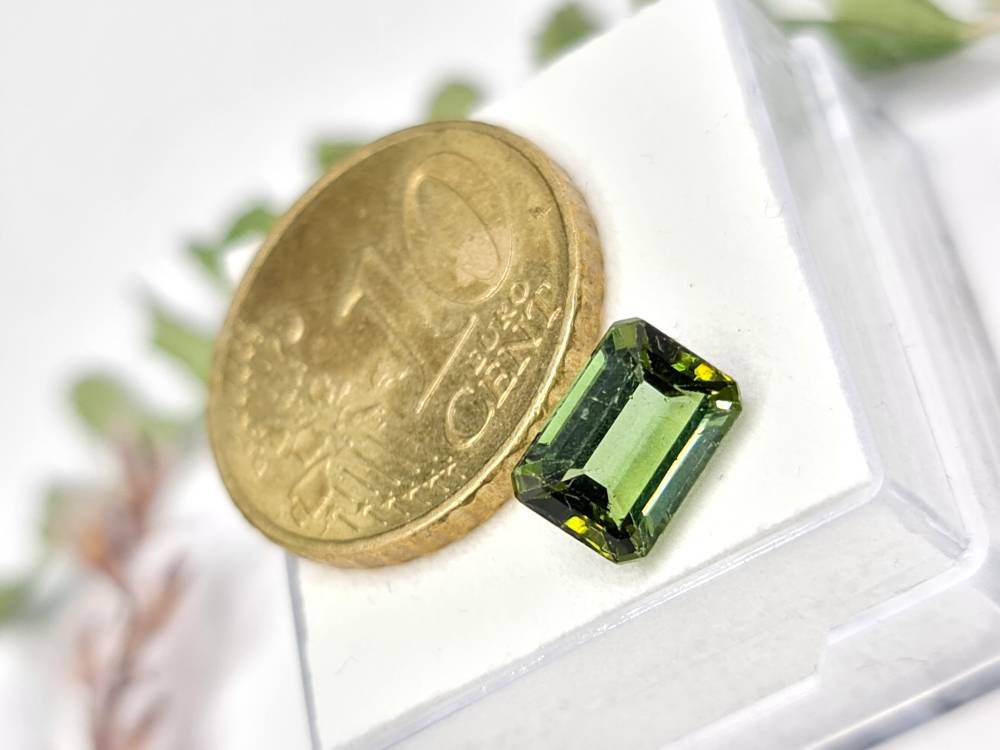 Rechteckiger  grüner Turmalin, facettiert 8,1x5,8mm 1,72ct (Nr.317)