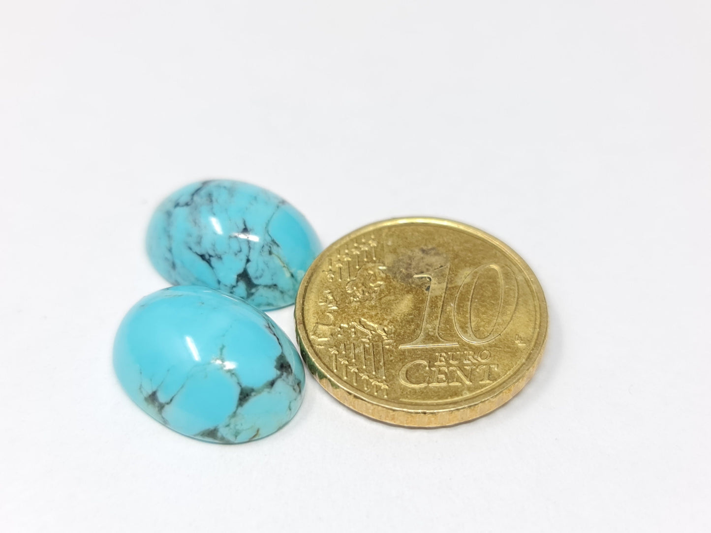 Nr.125 Paar ovale Türkis Cabochons (stab.) , 16x12mm  13,67ct