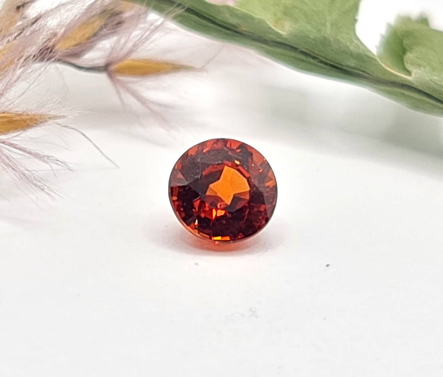 Feiner runderMandaringranat facettiert orange 5mm 0,74ct (Nr.472)