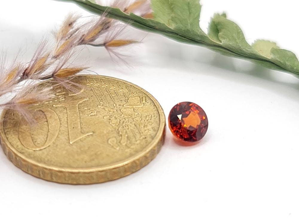 Feiner runderMandaringranat facettiert orange 5mm 0,74ct (Nr.472)