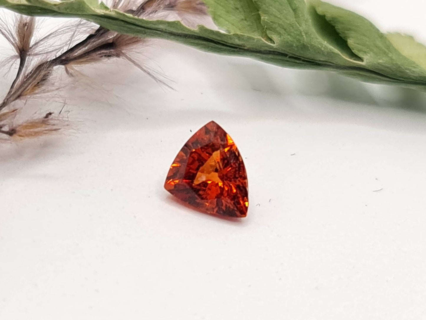 Trilliant facettierter Mandaringranat, orange Dreieck 6,6x5,4mm 0,88ct (Nr.476)