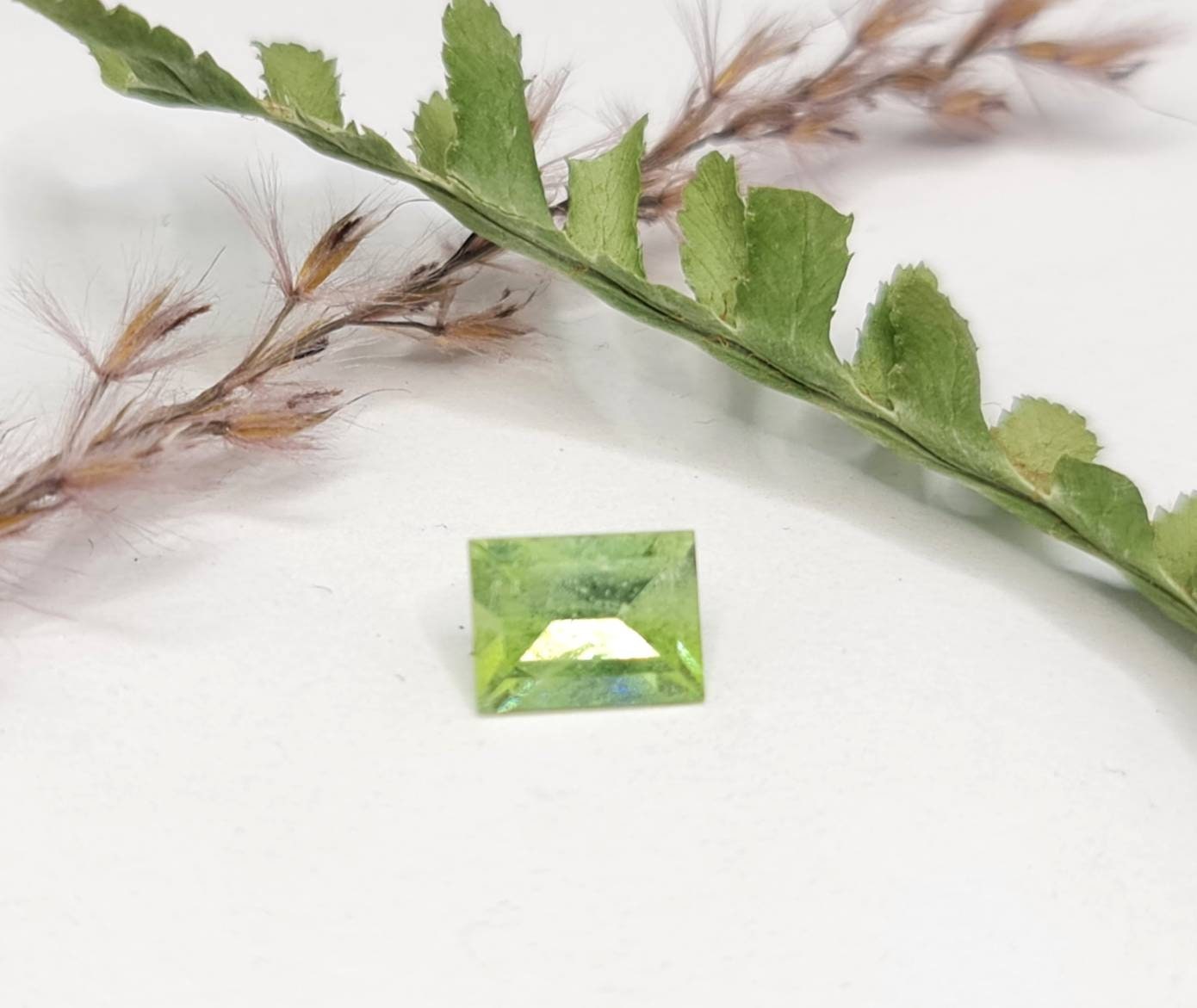 Nr.228 Grüner Peridot Rechteck facettiert 8x6mm 1,59ct