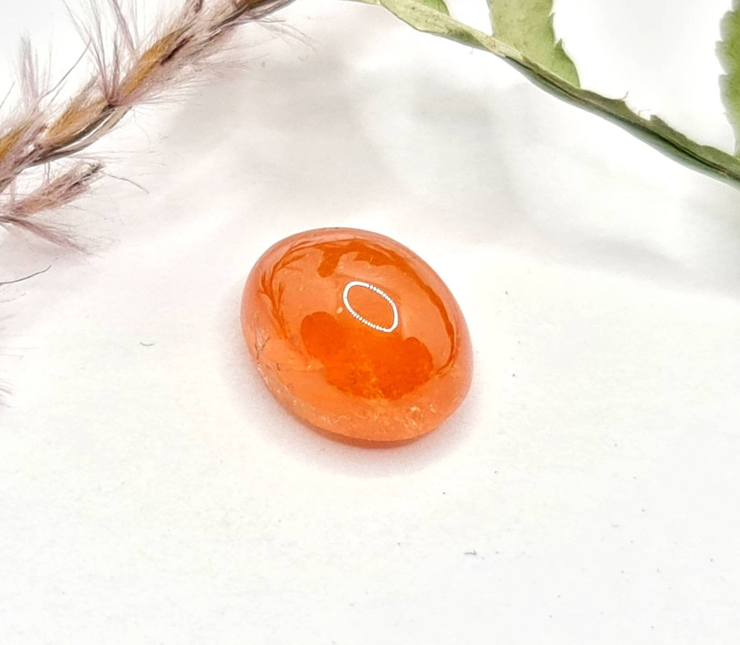 Ovaler orangefarbener Mandaringranat Spessartin Cabochon 10,7x8,5mm 5,97ct (Nr.533)