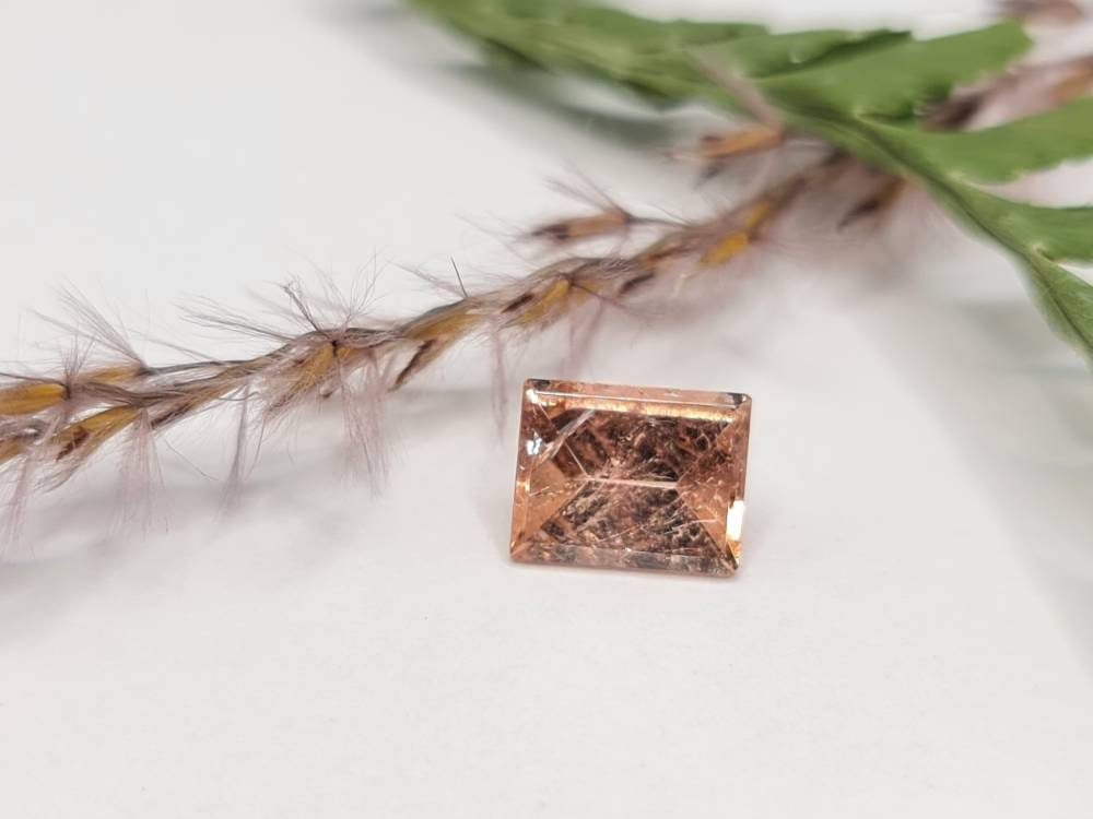 Lachsfarbener, rosa Turmalin, rechteckiger Spiegelschliff mit 8x6,5mm und 1,73ct (Nr.235)