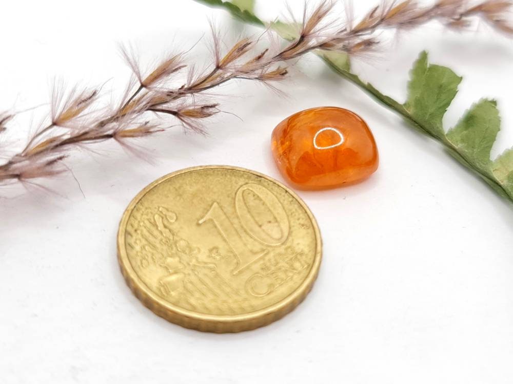 Rechteckiger orangefarbener Mandaringranat, Spessartin Cabochon 11x9,7mm 7,47ct (Nr.554)