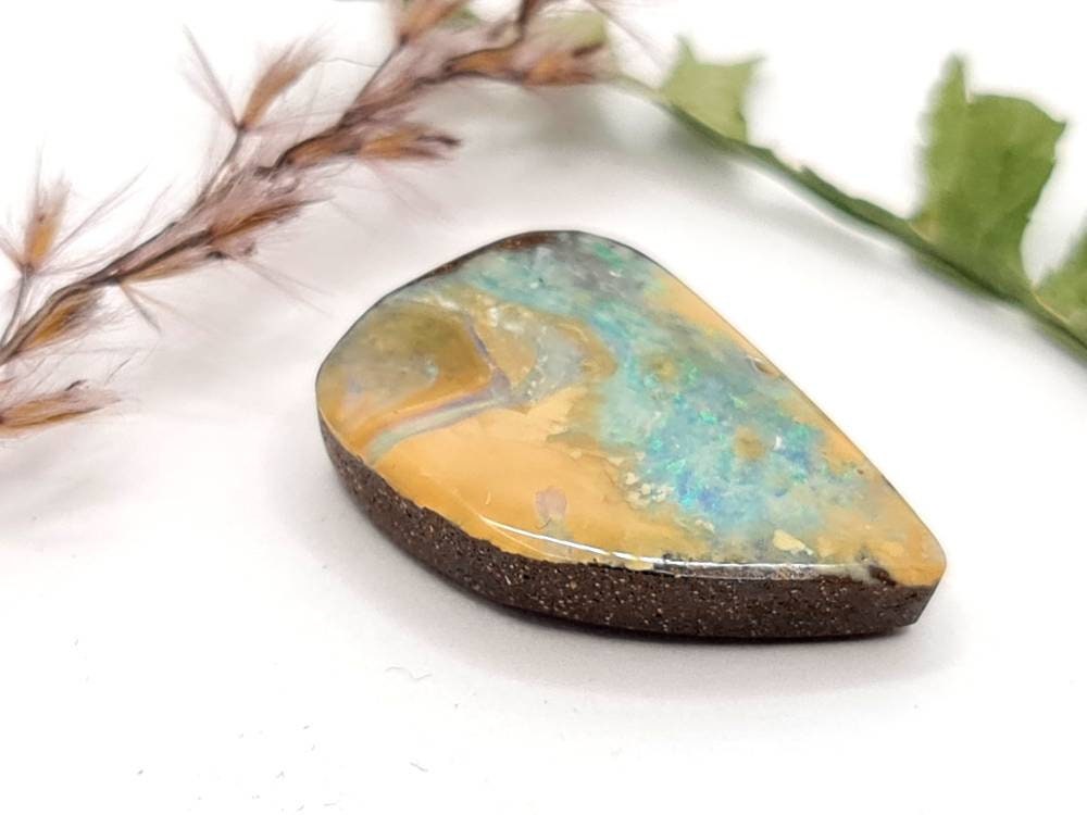 Echter australischer Boulderopal grün gelb 22x15mm 16,53ct (Nr.576)