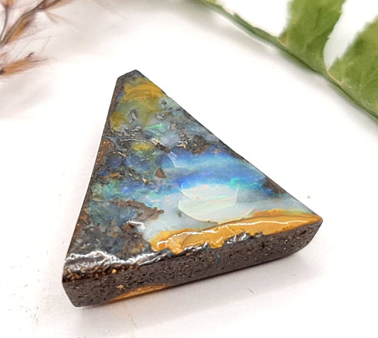 Echter australischer Boulderopal blau grün 22x20mm 18ct (Nr.578)