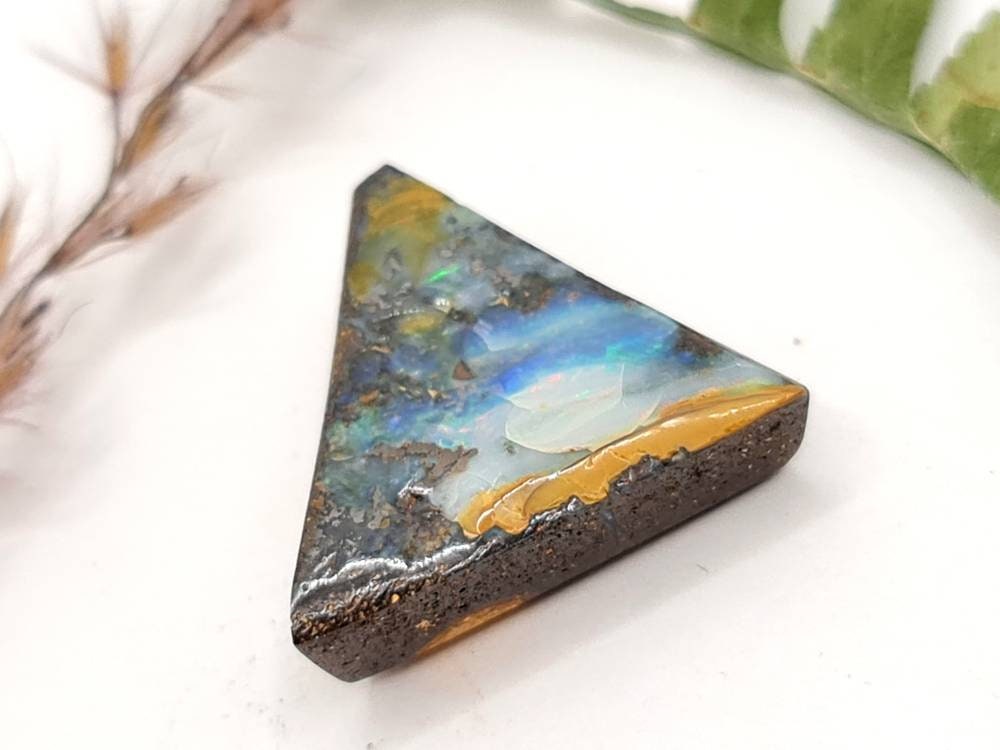 Echter australischer Boulderopal blau grün 22x20mm 18ct (Nr.578)