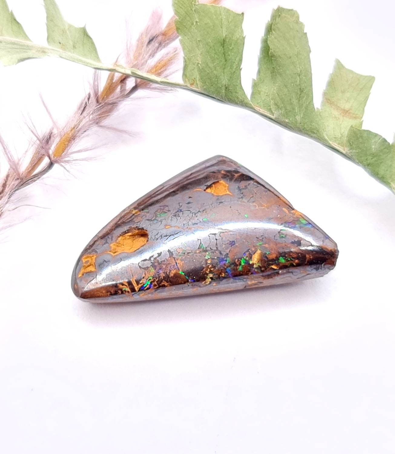 Echter australischer Boulderopal, Matrixopal braun grün 21,7x12,2mm 10,86ct (Nr.600)