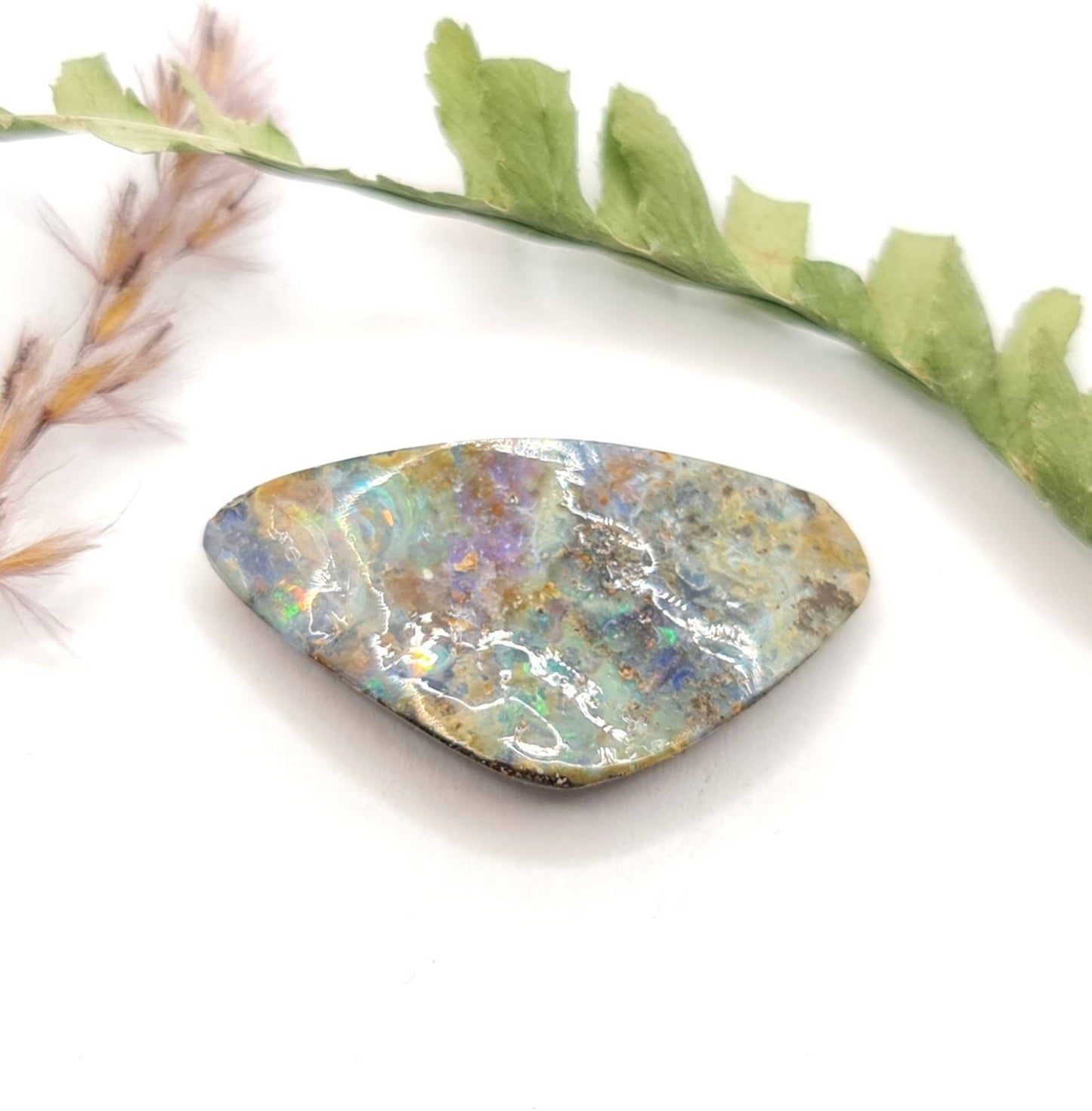 Echter australischer Boulderopal grün/multicolor 28x15,2mm 14,76ct (Nr.612)