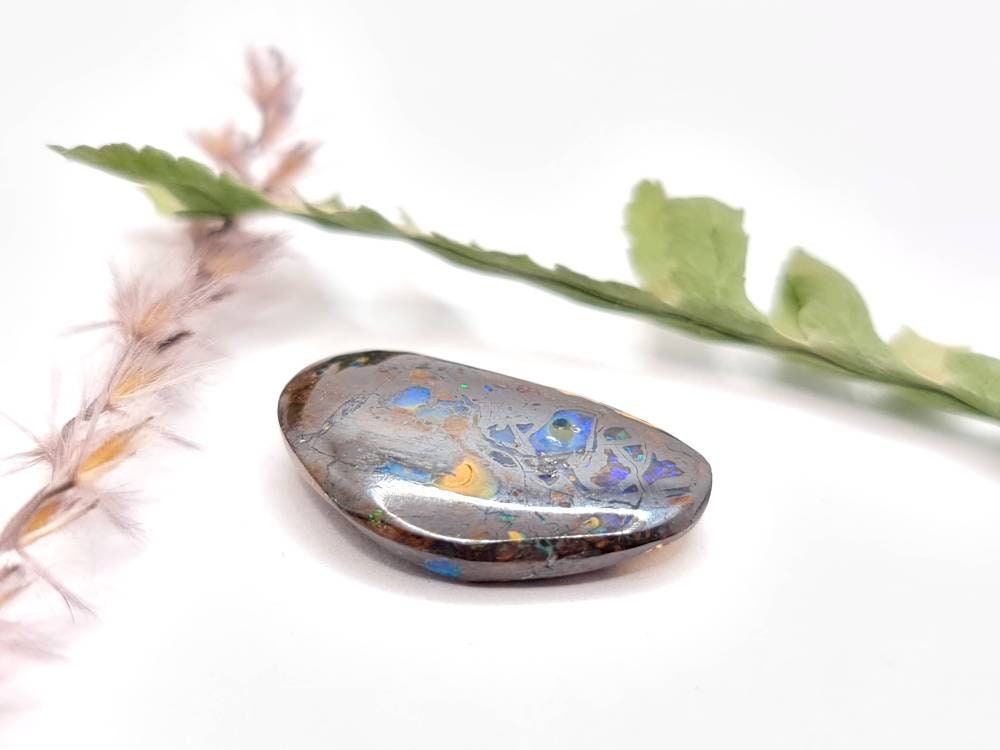 Echter australischer Boulderopal Matrixopal grün blau 19,5x11,1mm 7,54ct (Nr.629)