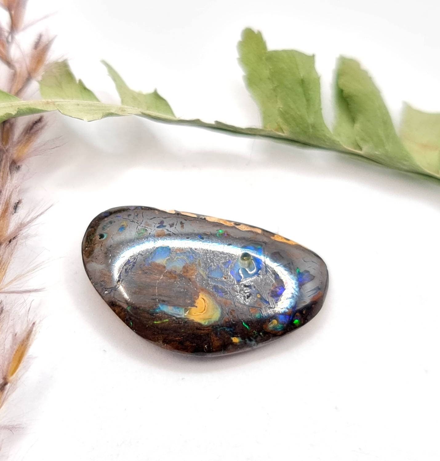 Echter australischer Boulderopal Matrixopal grün blau 19,5x11,1mm 7,54ct (Nr.629)