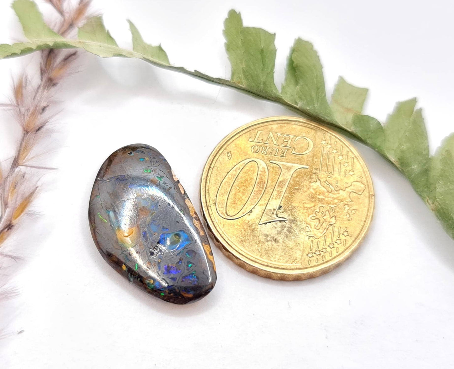 Echter australischer Boulderopal Matrixopal grün blau 19,5x11,1mm 7,54ct (Nr.629)