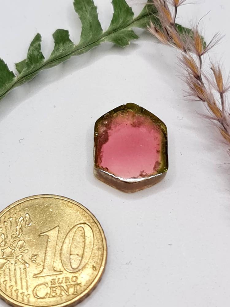 Wassermelonenturmalin Scheibe grün rosa 15x12mm 8,53ct (Nr.328)