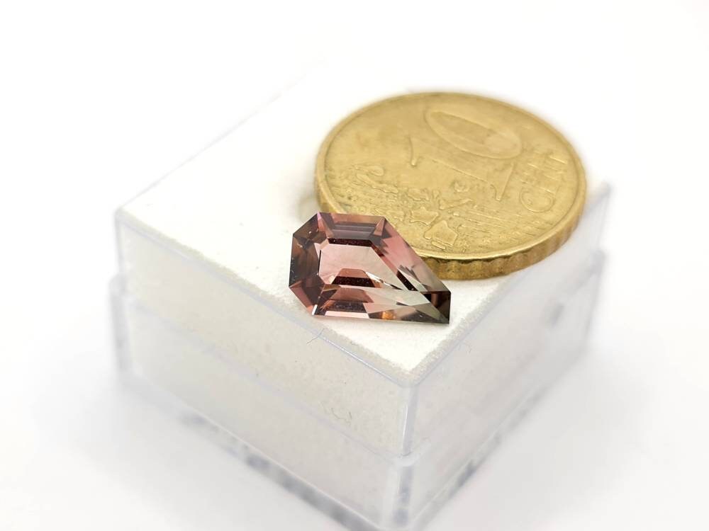 Bicolor Turmalin rosa grau facettierte Freiform 10,8x6,7mm 2ct (Nr.383)