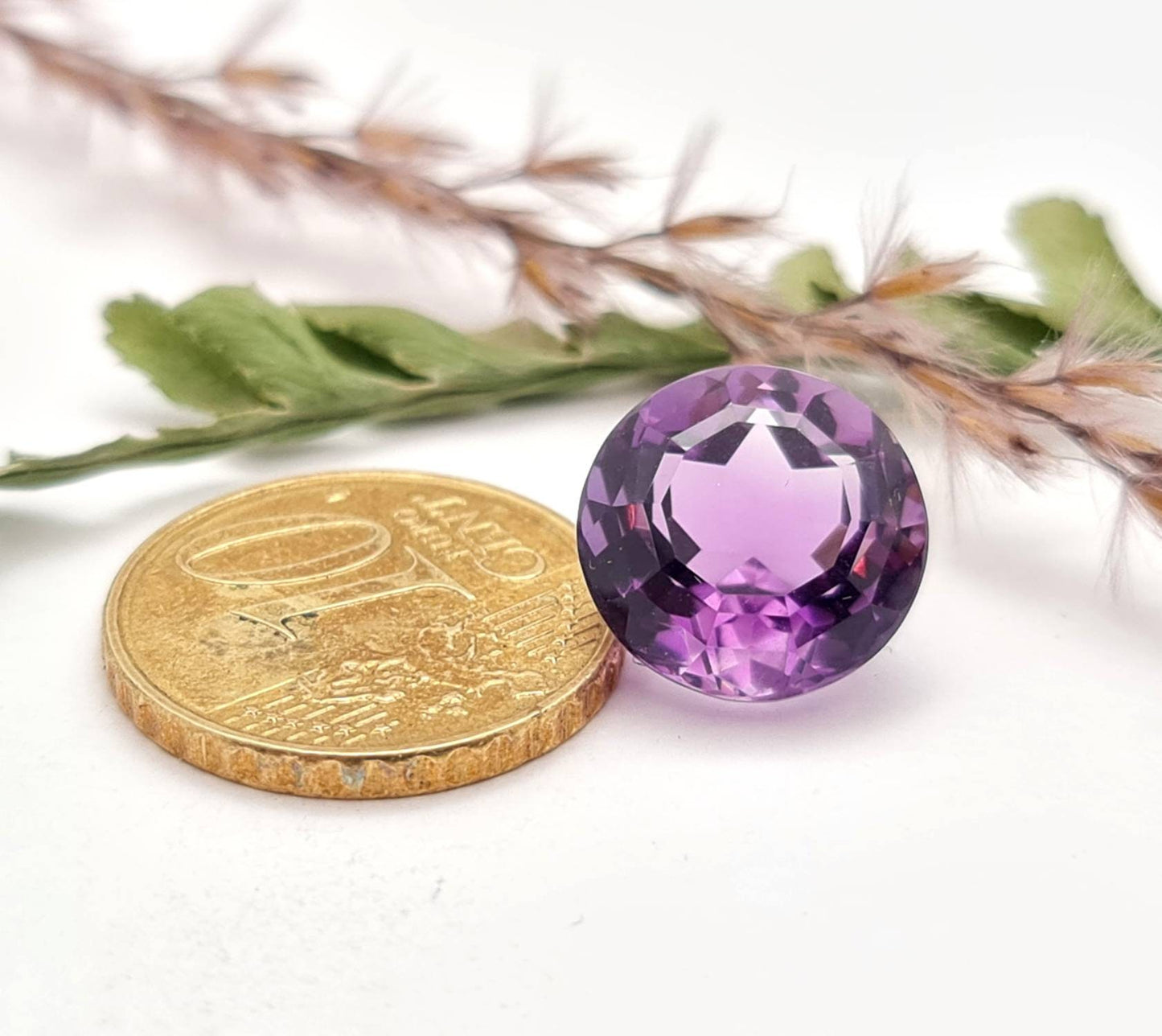 Echter facettierter Amethyst rund violett lila 12,9mm 8,31ct (Nr.723)