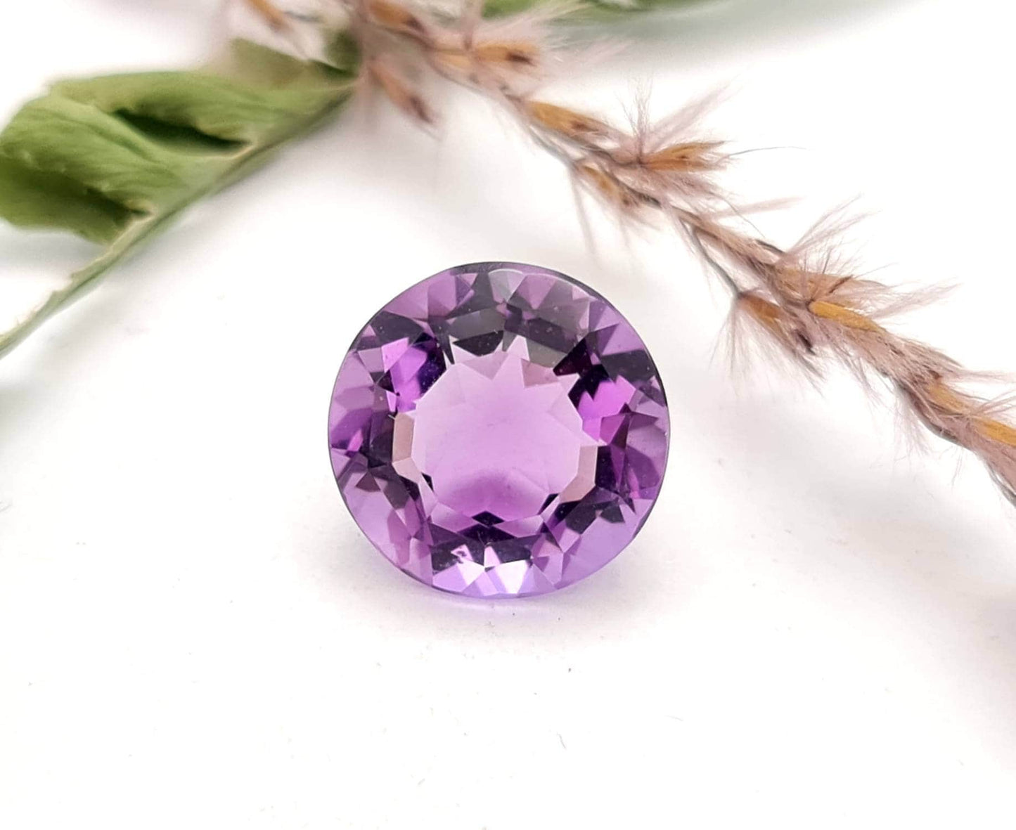 Echter facettierter Amethyst rund violett lila 12,8 mm 7,19 ct (Nr.738)