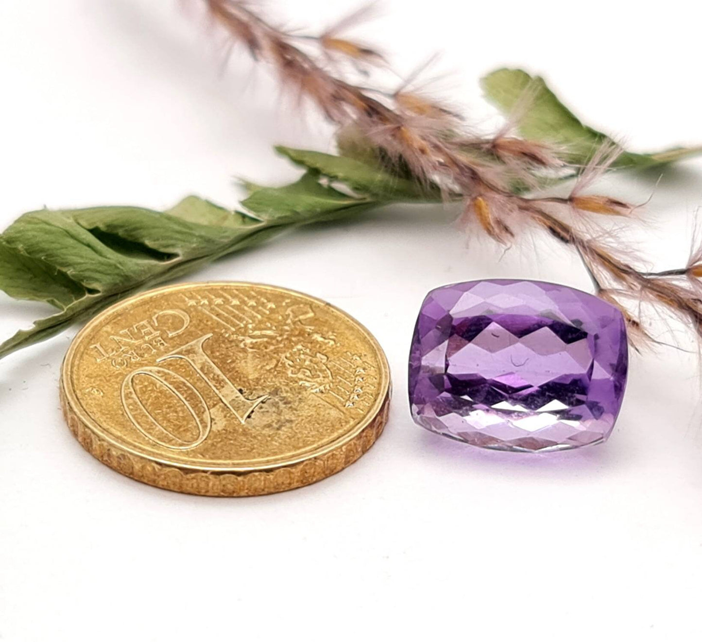 Echter facettierter Amethyst Rechteck lila violett 12,6x9,9 mm 6,99ct (Nr.743)