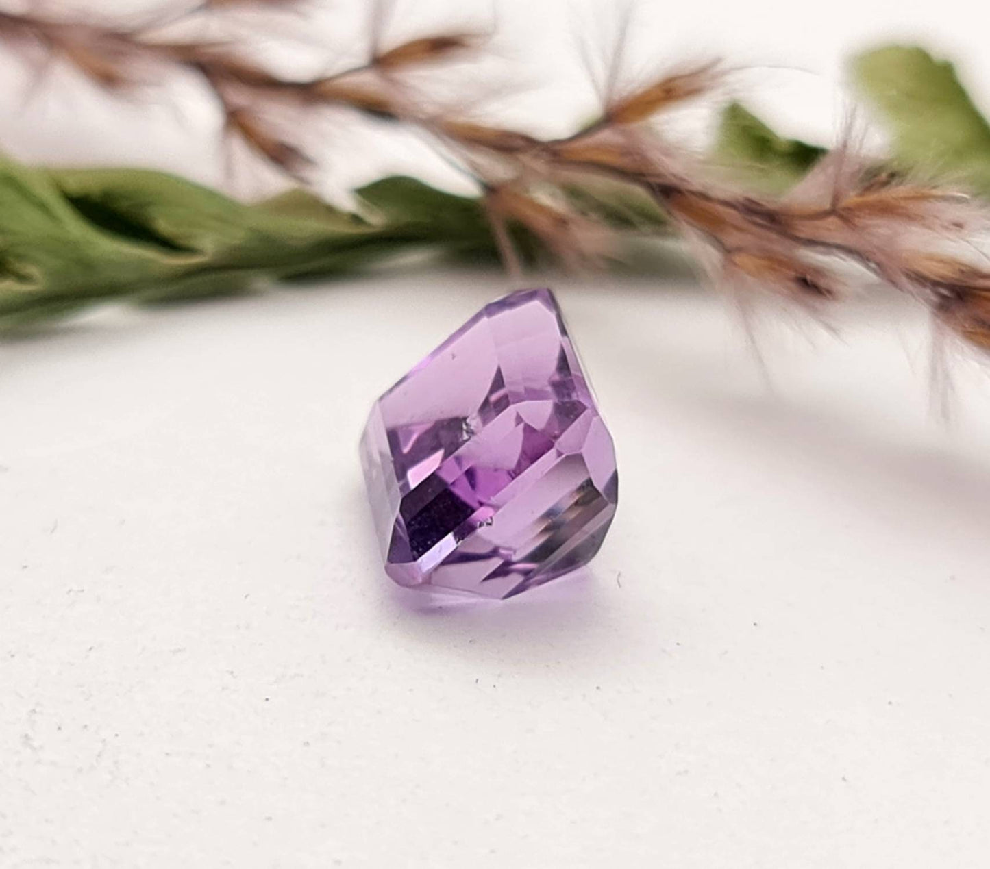 Echter facettierter Amethyst Rechteck violett lila 10,2x8,5 mm 4,42ct (Nr.746)