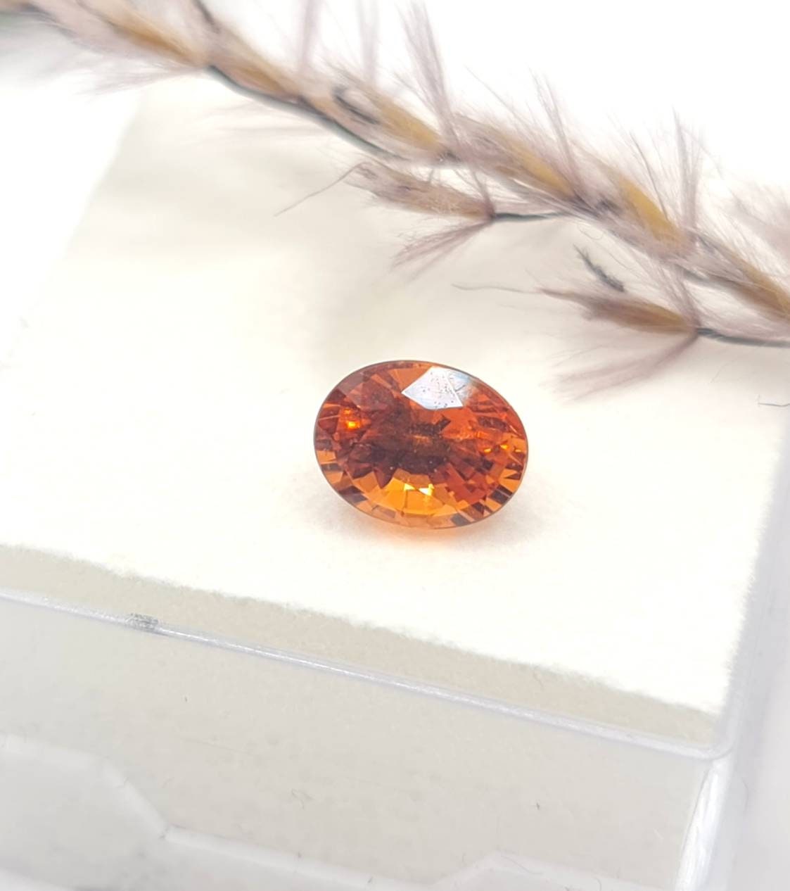 Feiner ovaler Mandaringranat facettiert orange 6,7x5,1mm 1,24ct (Nr.464)